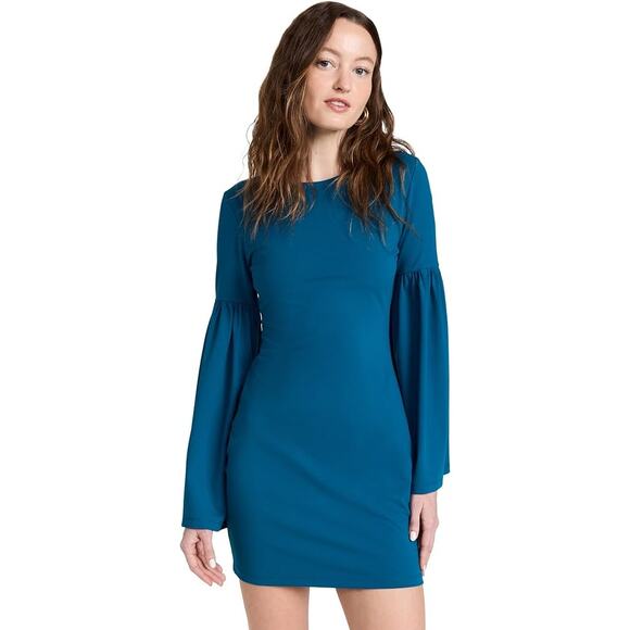 Susana Monaco Blue Bell Long Sleeve Ponte Mini Dress Size Small - Picture 1 of 9